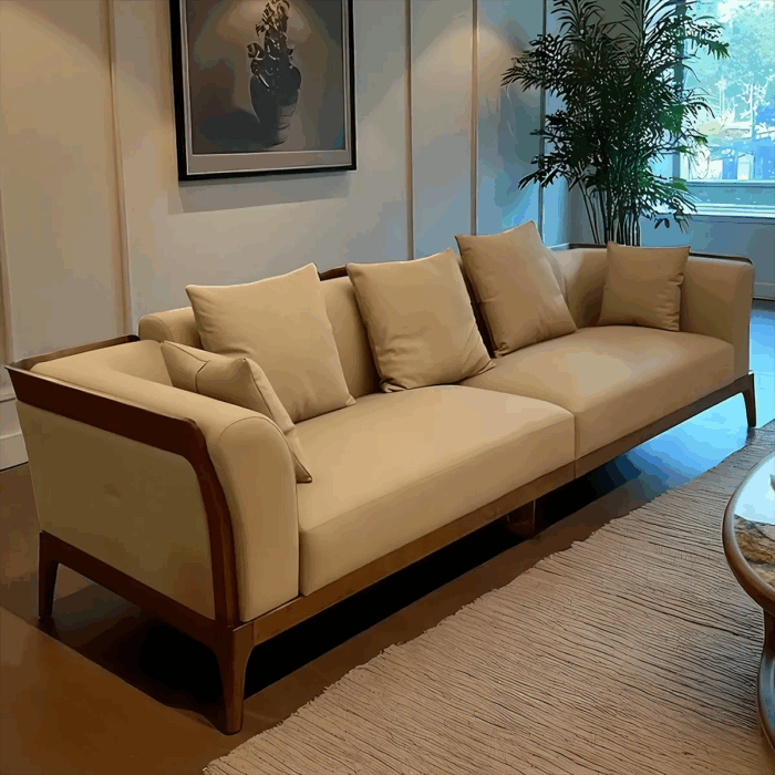 Fabric Upholstered Sofa With Ash Wood Frame Atria