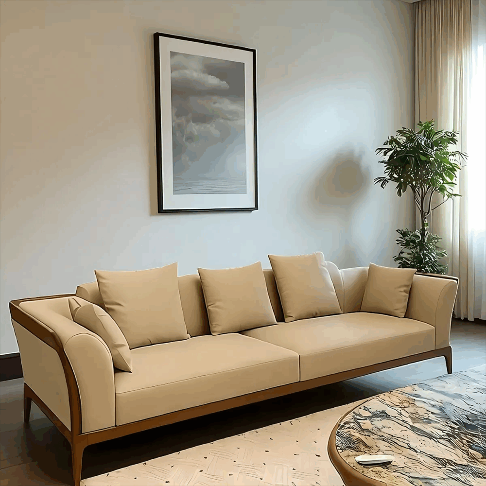 Fabric Upholstered Sofa With Ash Wood Frame Atria - Image 2