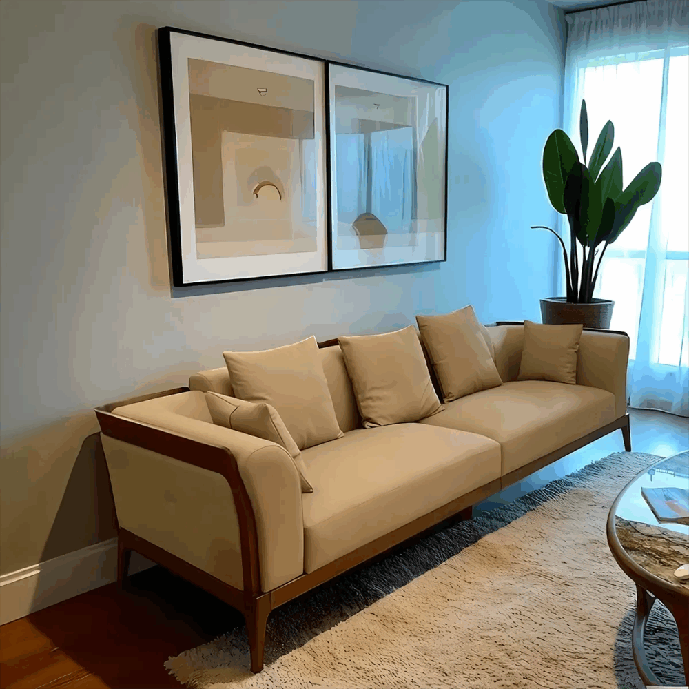 Fabric Upholstered Sofa With Ash Wood Frame Atria - Image 3