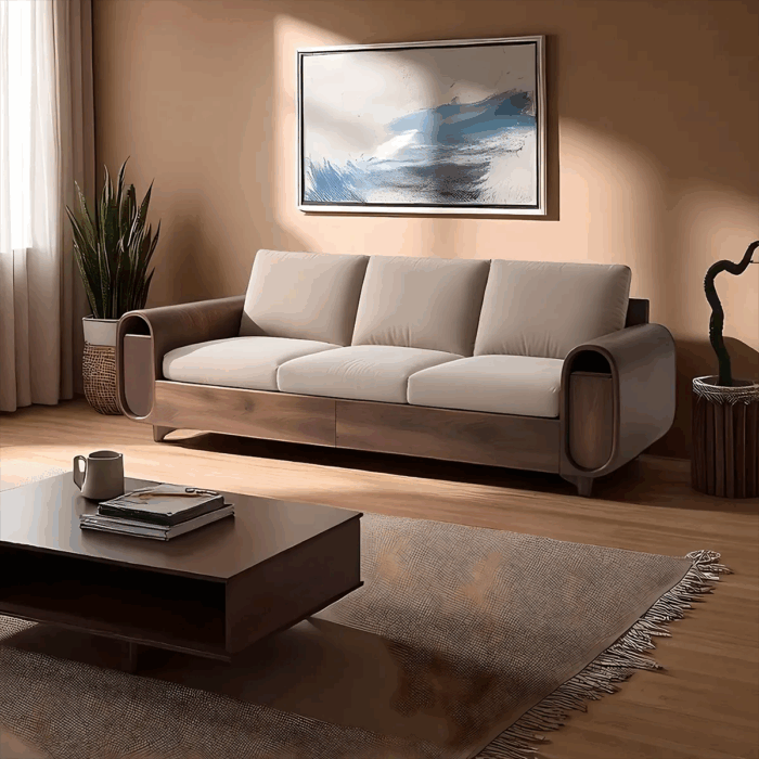 Rounded Corner Modern Sofa Solid Ash Frame Onda