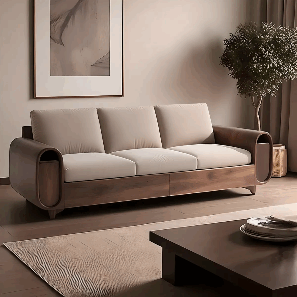 Rounded Corner Modern Sofa Solid Ash Frame Onda - Image 2