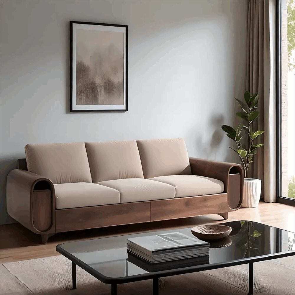 Rounded Corner Modern Sofa Solid Ash Frame Onda - Image 3