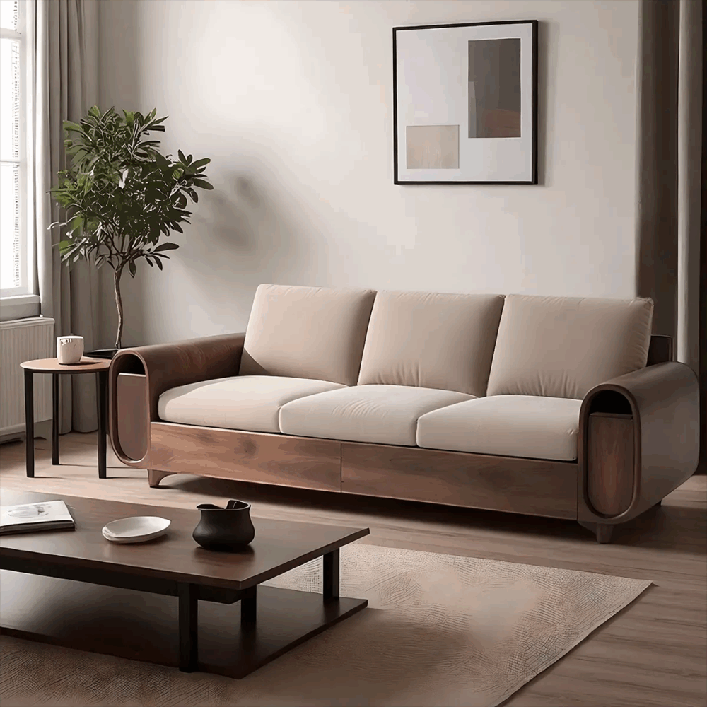 Rounded Corner Modern Sofa Solid Ash Frame Onda - Image 4