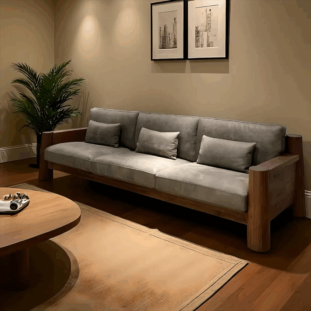 Contemporary Sofa Solid Ash Wood Frame Sable - Image 2