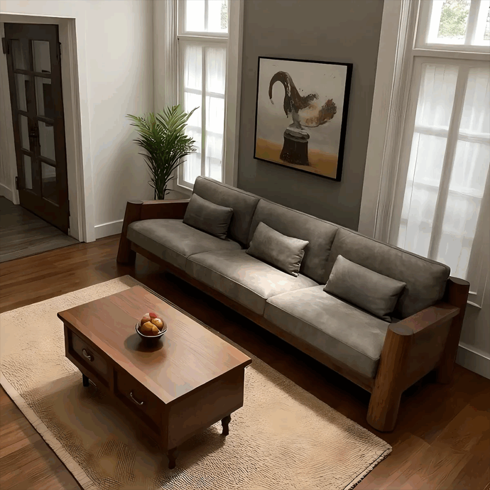 Contemporary Sofa Solid Ash Wood Frame Sable - Image 3