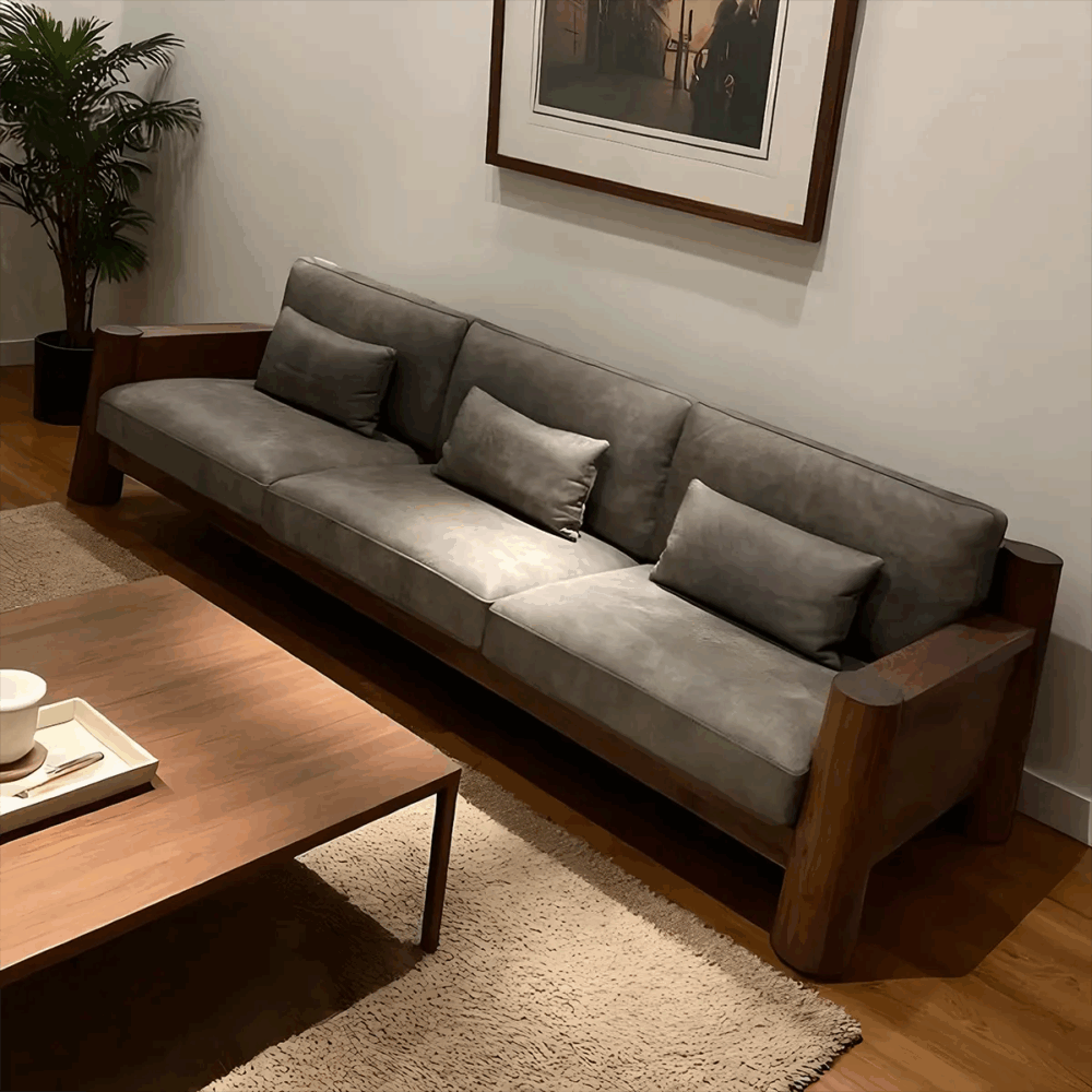 Contemporary Sofa Solid Ash Wood Frame Sable - Image 4