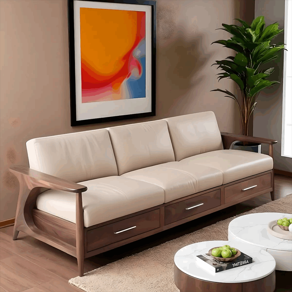 Modern Style Sofa Natural Ash Wood Frame Lumen