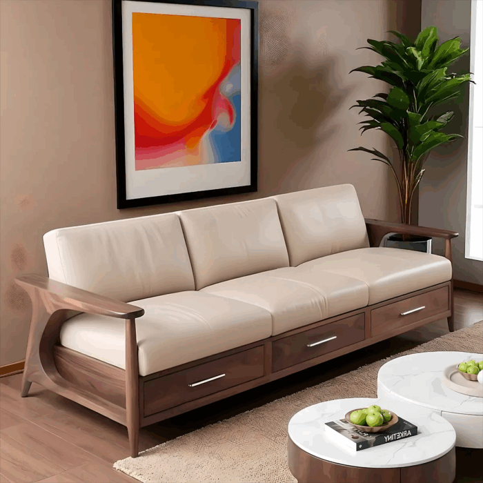 Modern Style Sofa Natural Ash Wood Frame Lumen