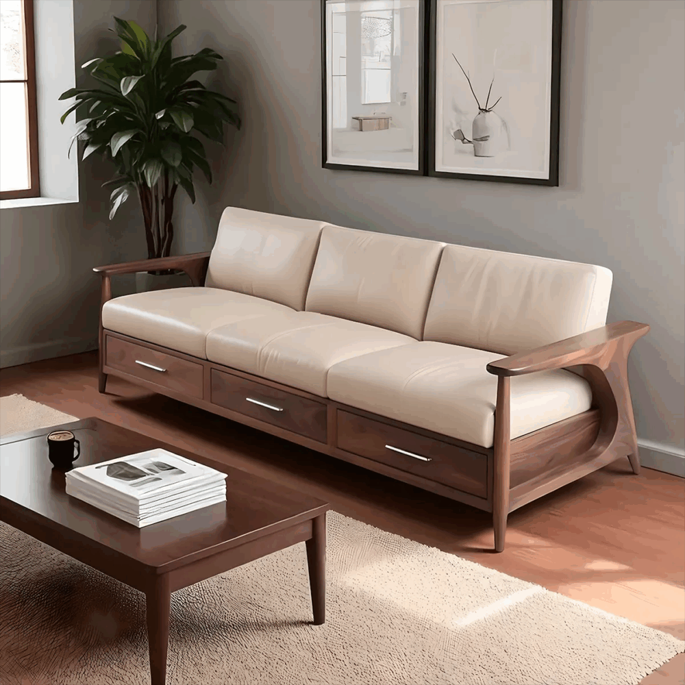 Modern Style Sofa Natural Ash Wood Frame Lumen - Image 2