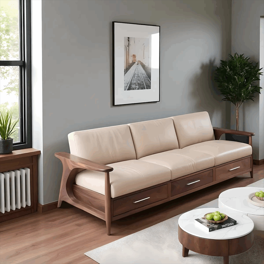 Modern Style Sofa Natural Ash Wood Frame Lumen - Image 3