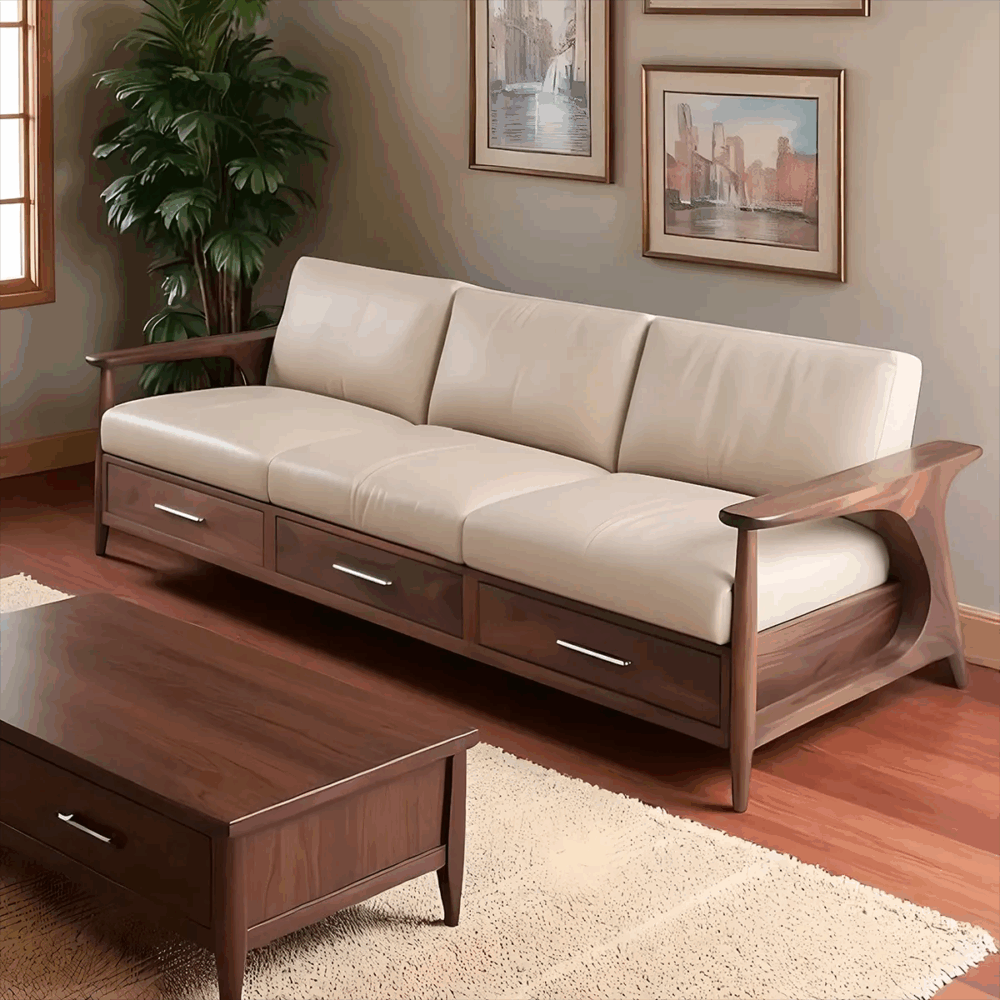 Modern Style Sofa Natural Ash Wood Frame Lumen - Image 4
