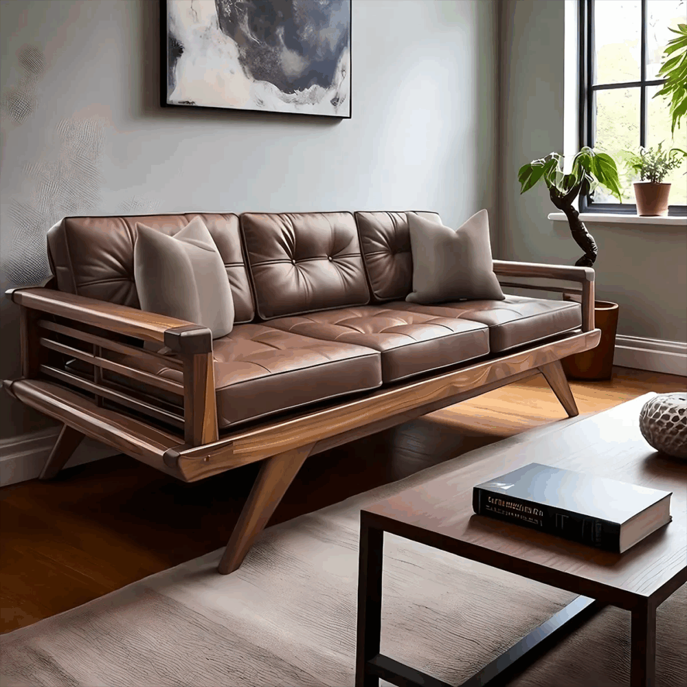 Scandinavian Three Seat Sofa Solid Ash Frame Thora - Image 2