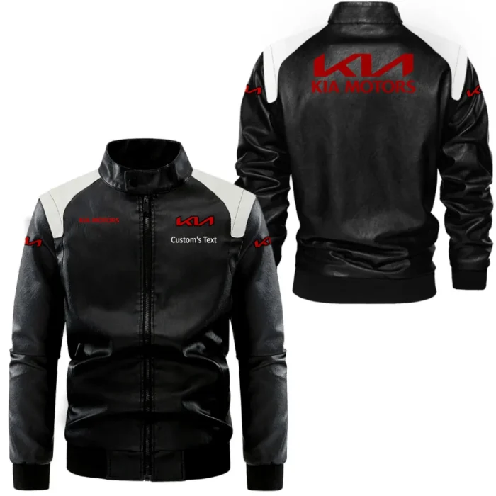 Affordable Auto Black And White Leather Jacket, Black and White Roadwear CAR080