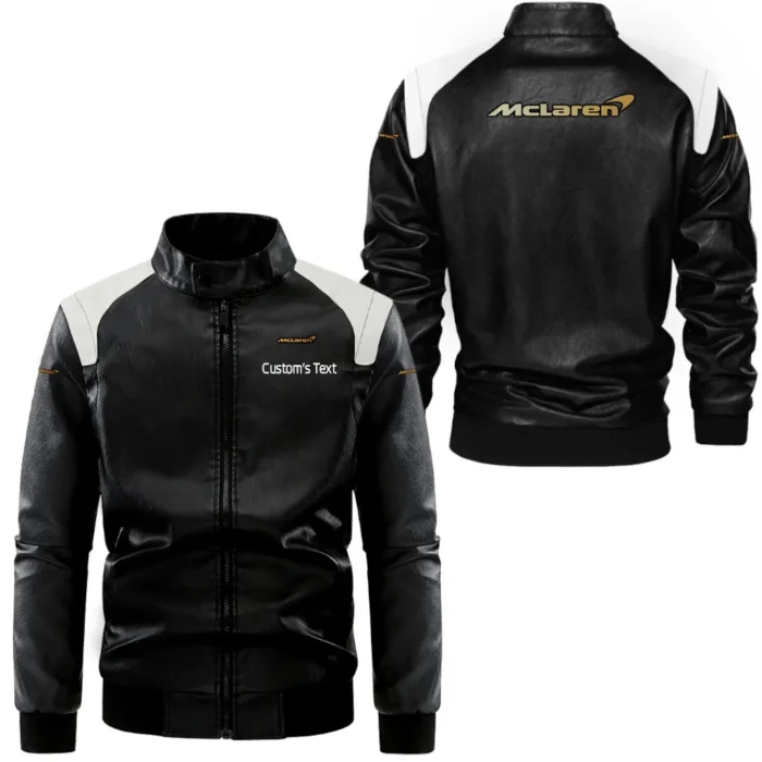 British Supercar Black And White Leather Jacket, Streetwear Strength Leather Style CAR080