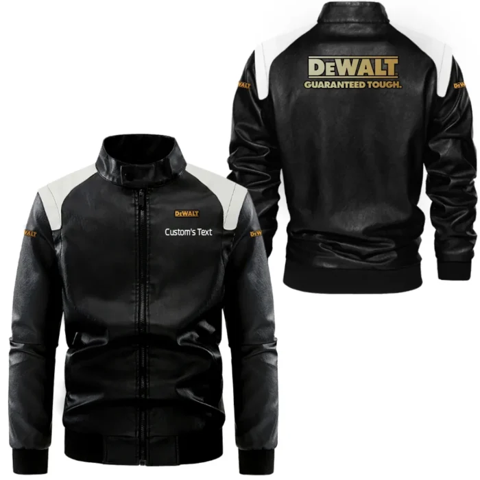 Built Life Black And White Leather Jacket, Motorcycle Spirit Leather Style CAR080