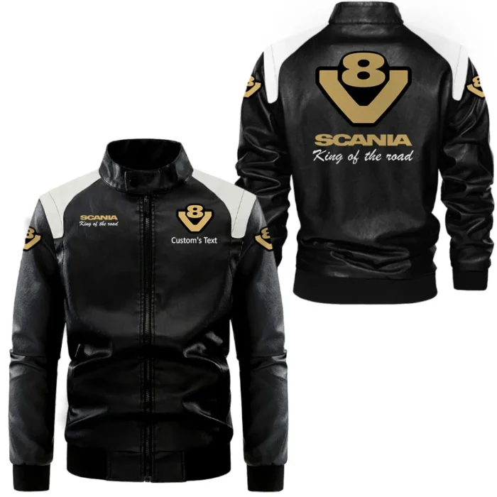 Built Tough Black And White Leather Jacket, Bold Black & White Jacket CAR080