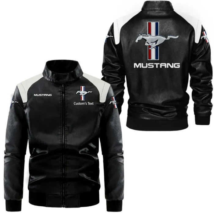 Classic American Car Black And White Leather Jacket, Bold Two-Tone Rider Look CAR080