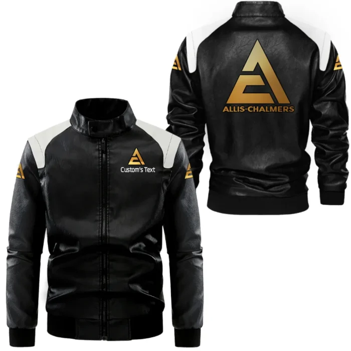 Classic Tractor Black And White Leather Jacket, Car Culture Leather Jacket CAR080