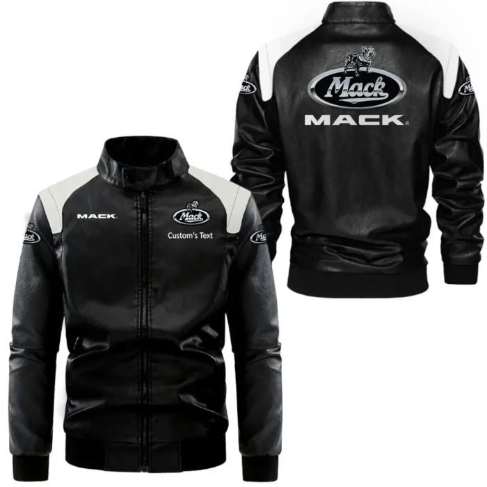 Commercial Lorry Black And White Leather Jacket, Bold Two-Tone Rider Look CAR080