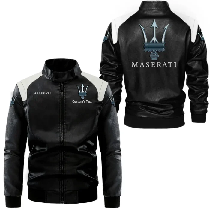 Grand Tourer Black And White Leather Jacket, Car Culture Leather Jacket CAR080