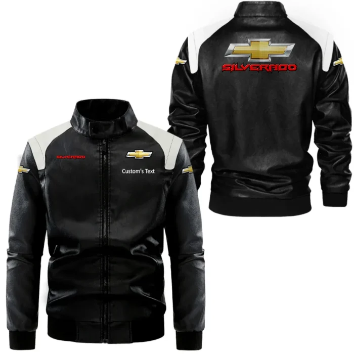 Heavy-Duty Truck Black And White Leather Jacket, Classic Two-Tone Rider Jacket CAR080