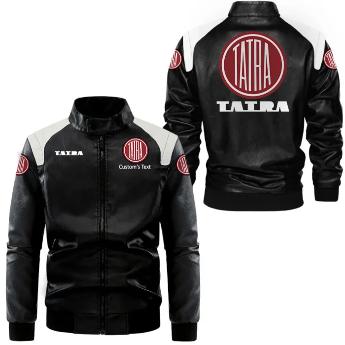 Heavy-Duty Vehicle Black And White Leather Jacket, Garage-Ready Two-Tone Wear CAR080