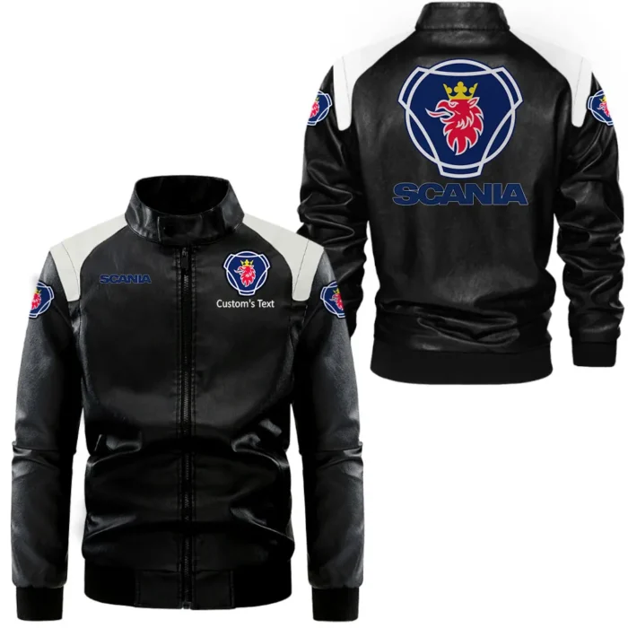 Industrial Vehicle Black And White Leather Jacket, Road Tested Two-Tone Jacket CAR080