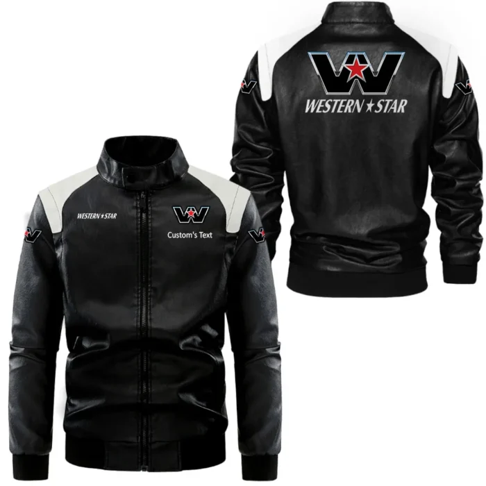 Long-Haul Truck Black And White Leather Jacket, Rugged Road Spirit Jacket CAR080