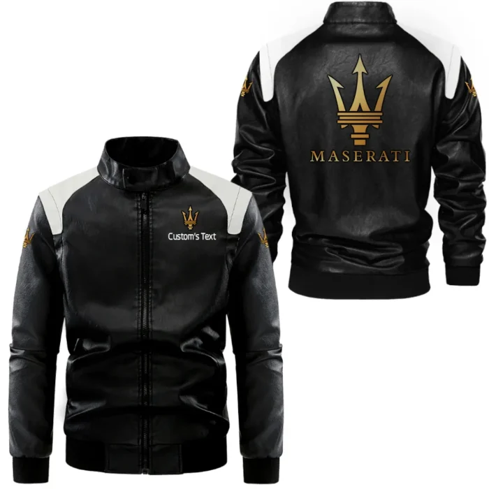 Luxury Car Black And White Leather Jacket, Road Tested Two-Tone Jacket CAR080