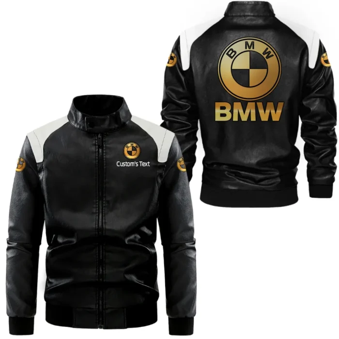 Motorsport Edition Car Black And White Leather Jacket, Rugged Road Spirit Jacket CAR080