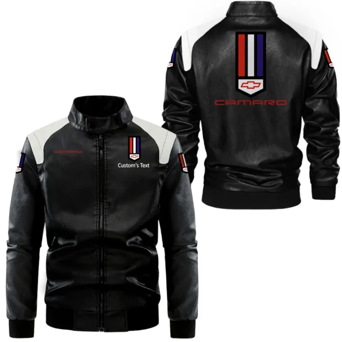Muscle Car Black And White Leather Jacket, Driven Style in Two-Tone CAR080