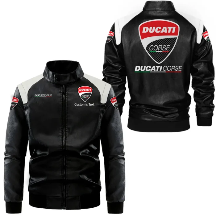 Performance Two-Wheeler Black And White Leather Jacket, Garage-Ready Two-Tone Wear CAR080