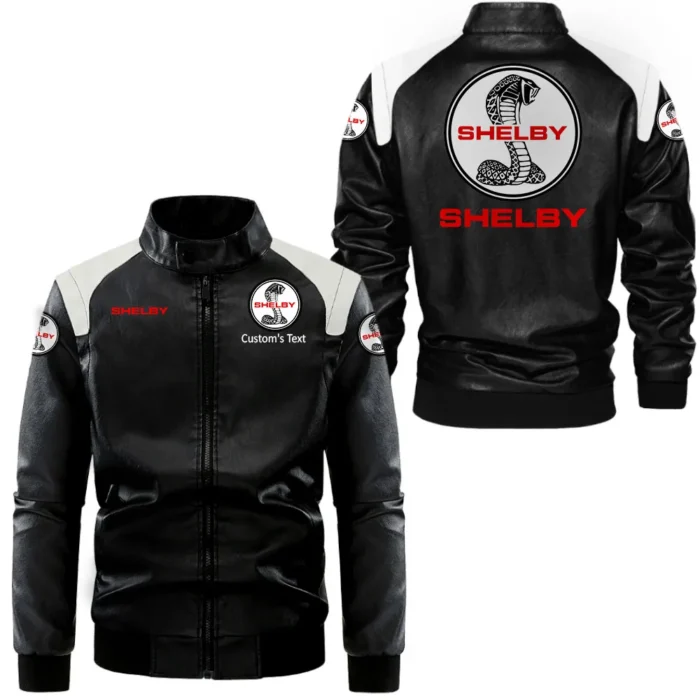 Power Coupe Black And White Leather Jacket, Car Culture Leather Jacket CAR080