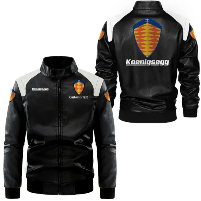 Prestige Coupe Black And White Leather Jacket, Auto Enthusiast Leather Jacket CAR080