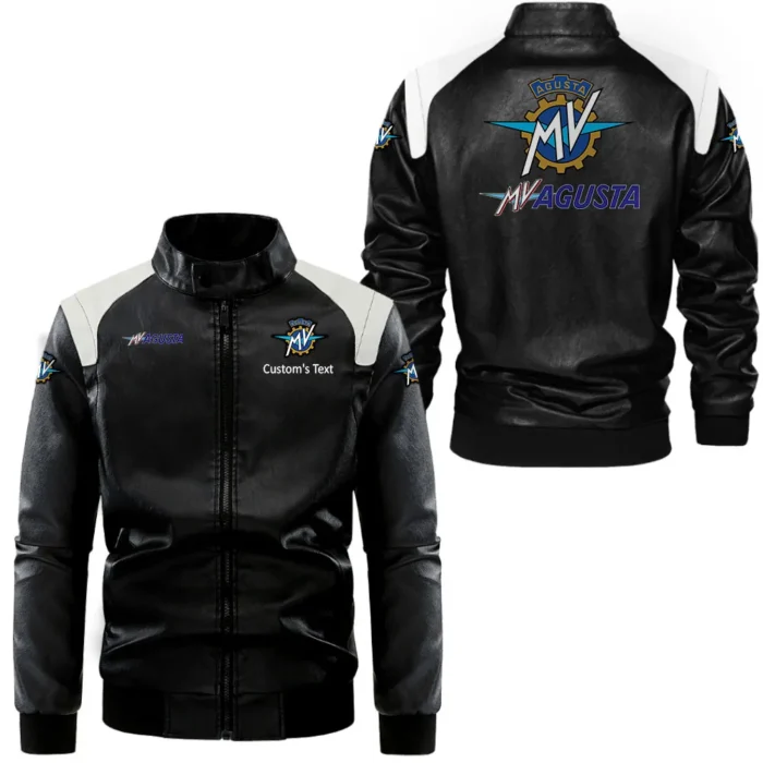 Racing Bike Black And White Leather Jacket, Car Culture Leather Jacket CAR080