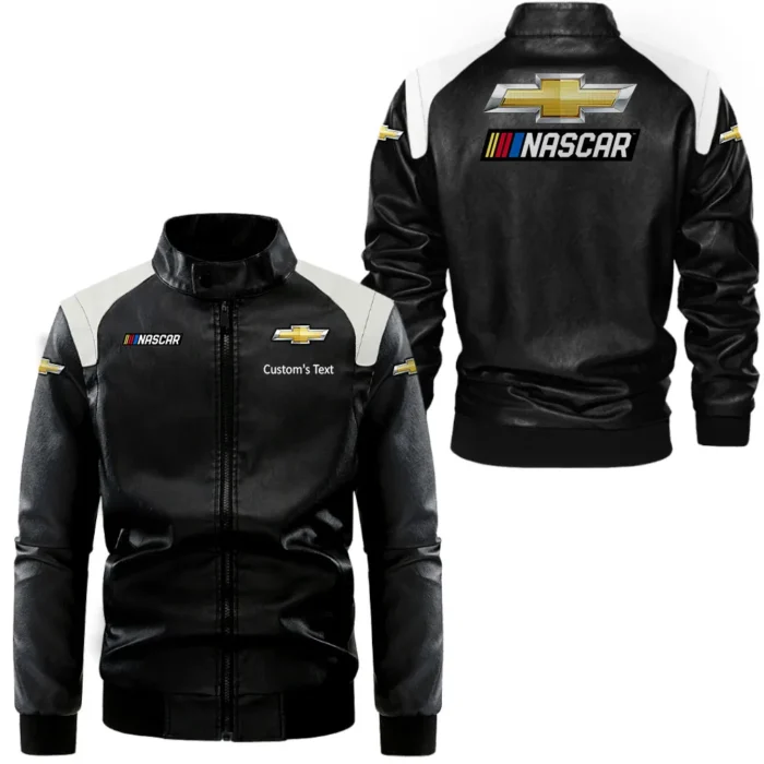 Racing Machine Black And White Leather Jacket, Rugged Everyday Two-Tone Jacket CAR080