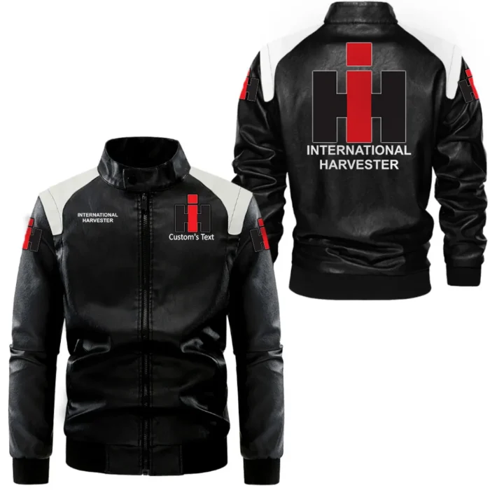 Tillage Tractor Black And White Leather Jacket, Bold Two-Tone Rider Look CAR080