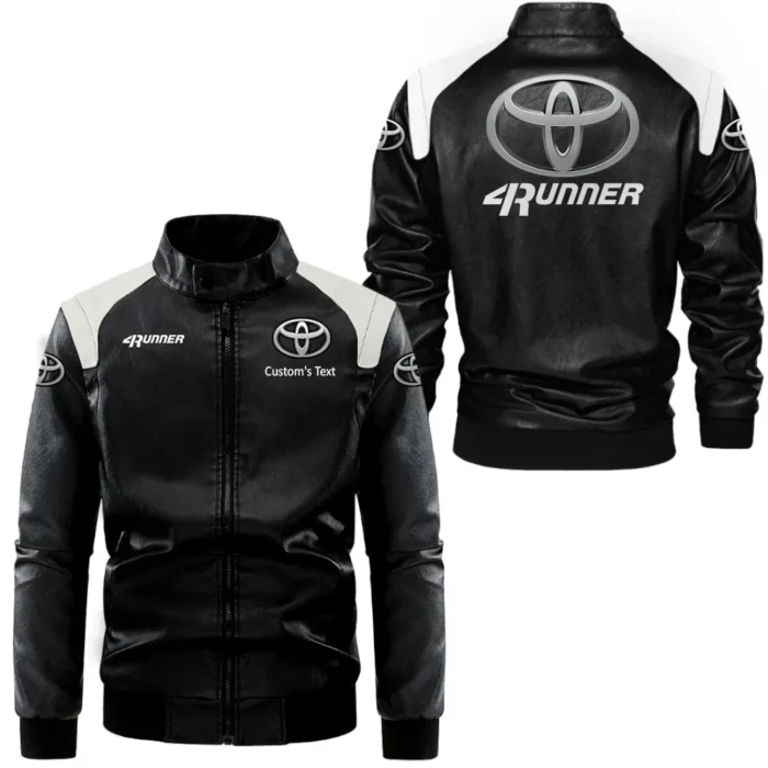 Trail Spirit Black And White Leather Jacket, Car Culture Leather Jacket CAR080