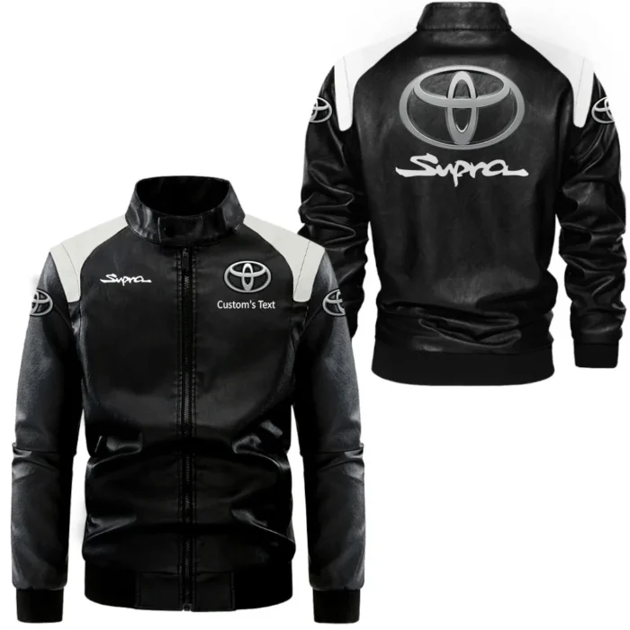 Turbo Street Car Black And White Leather Jacket, Garage-Ready Two-Tone Wear CAR080