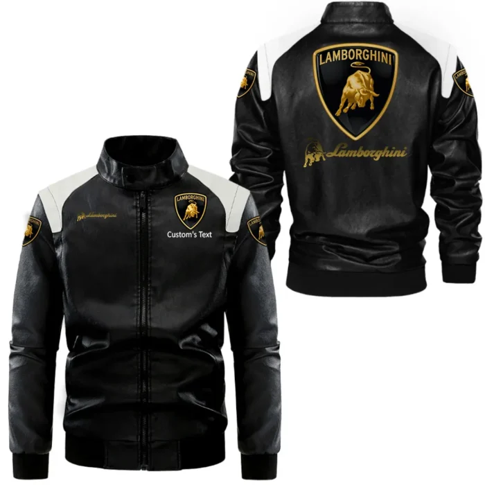 Two-Door Sports Coupe Black And White Leather Jacket, Garage-Ready Two-Tone Wear CAR080